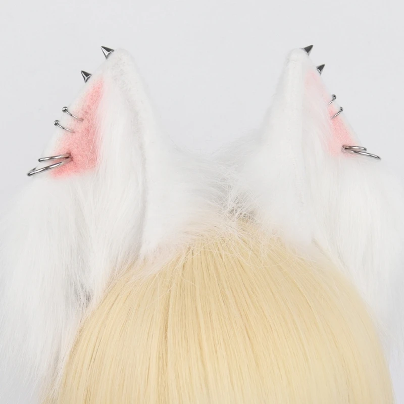 E15F قابل للتعديل فروي القطط الأذن خوذة لعيد الهالوين كرنفال تحت عنوان زي الحدث