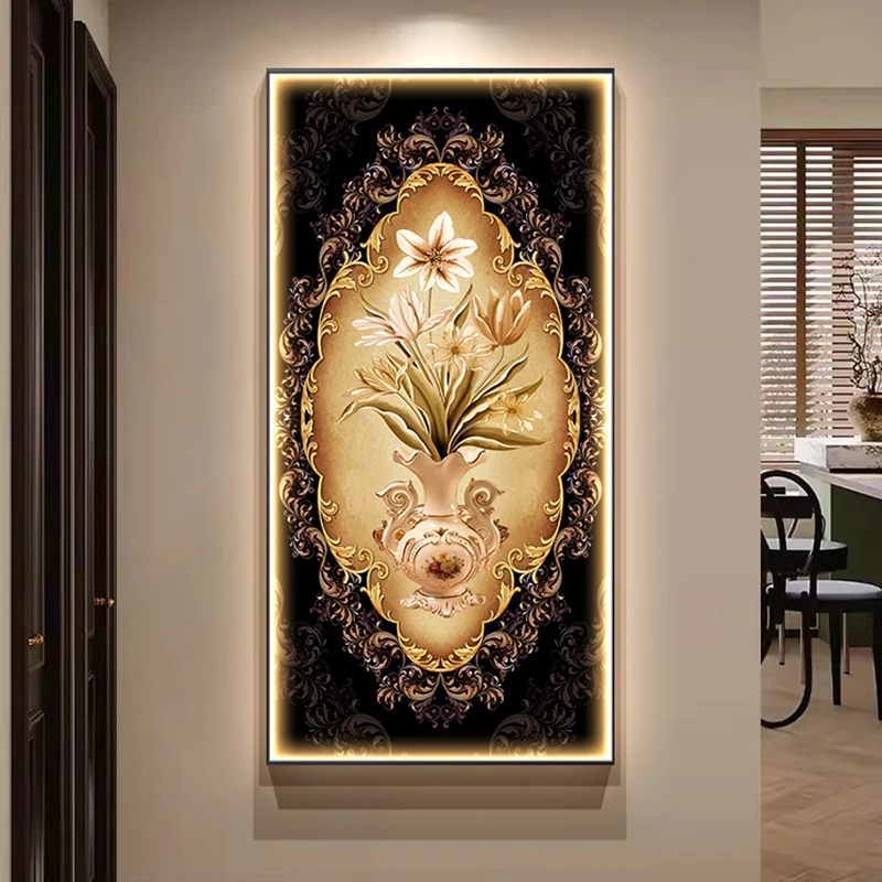 Retro Flowers LED Crystal Porcelain Wall Lamp For Living Room Entrance Corridor Hotel Study Home Decorations Lustre Mural Lights