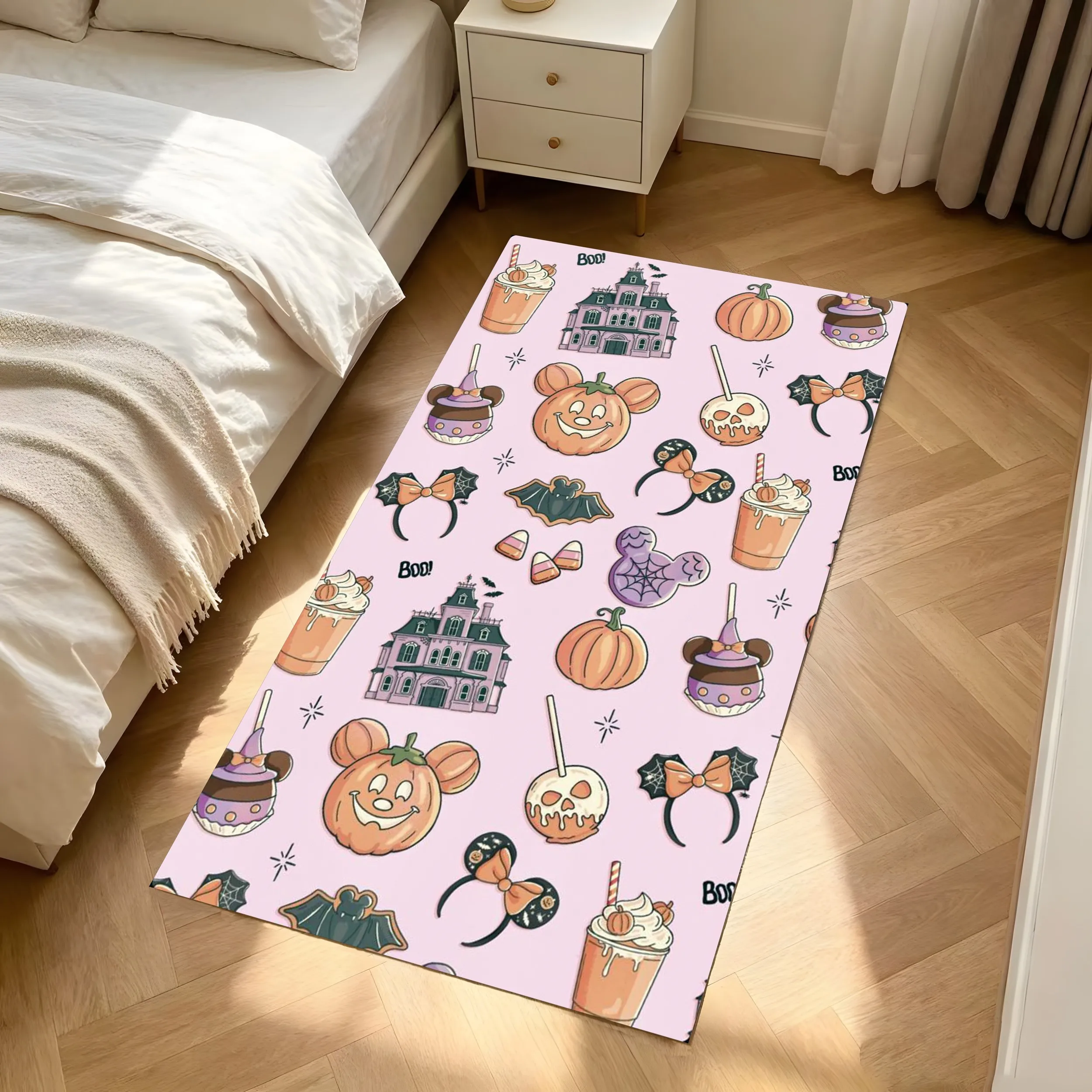 2D Rug with Contrasting Colors Wave and Star Patterns Macaron Style Fresh Bright and Soft Full of Christmas Festive Atmosphere