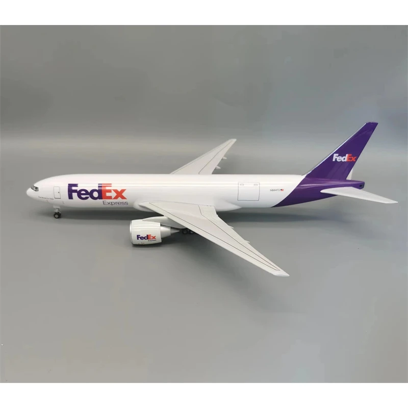 47CM 1/135 Scale B777-200 Aircraft FedEx Cargo Airlines Model Toy With Wheel Landing Gear Diecast Resin Plane Collection Display