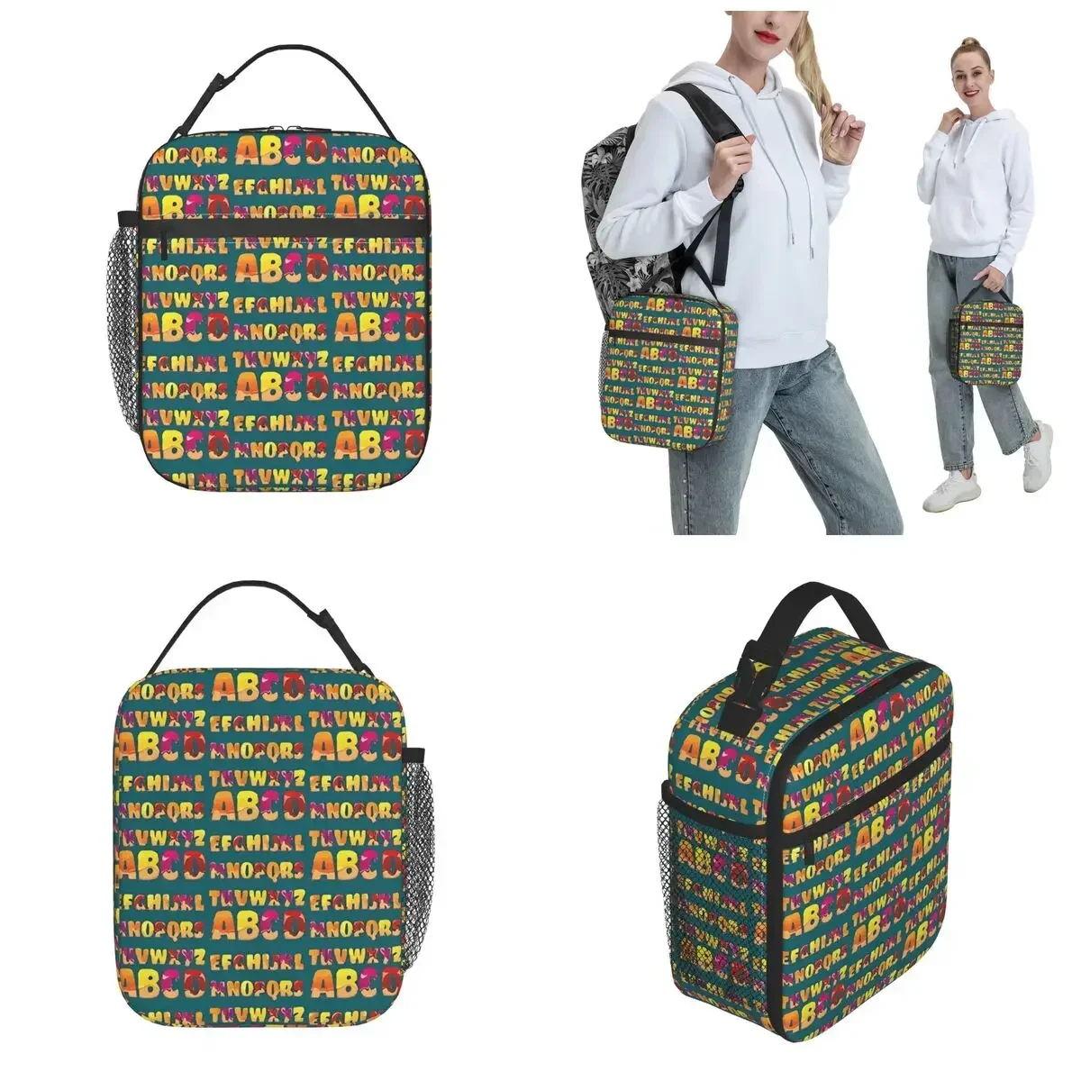 Alphabet Lore Game Insulated Lunch Bags Large Meal Container Cooler Bag Tote  Box School Travel Bento Pouch