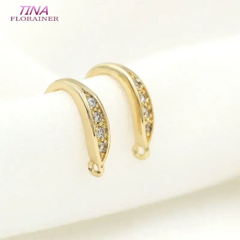 6PCS Height 17.3MM 14K Gold Color Plated Brass with Zircon Earrings Hook High Quality Diy Jewelry Findings Accessories