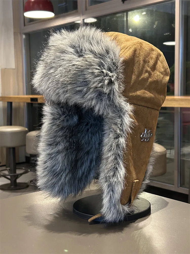 الشتاء الرجعية القطيفة سميكة الدافئة ليو فنغ قبعة للرجال والنساء في الهواء الطلق حماية الأذن قبعة قبعة الطيار #1