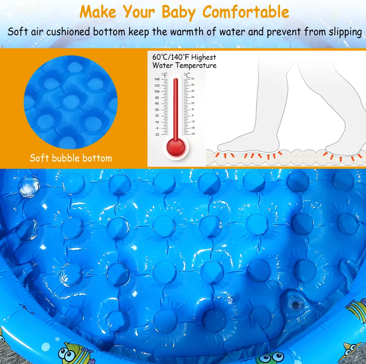 51x13インチインフレータブルスイミングプール爆破ファミリープール3人の子供用折りたたみ式スイムボールプール