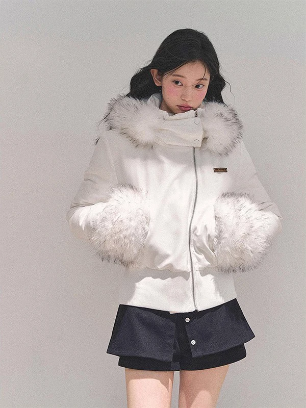 

Thickened Stand Collar Parka Coat Women's Cotton Jacket Winter New Style Fluffy Cuff Warm Top Design Sense Online Exclusive