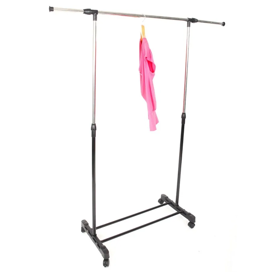 

Singlebar Vertical Horizontal Stretching Stand Clothes Rack with Shoe Shelf