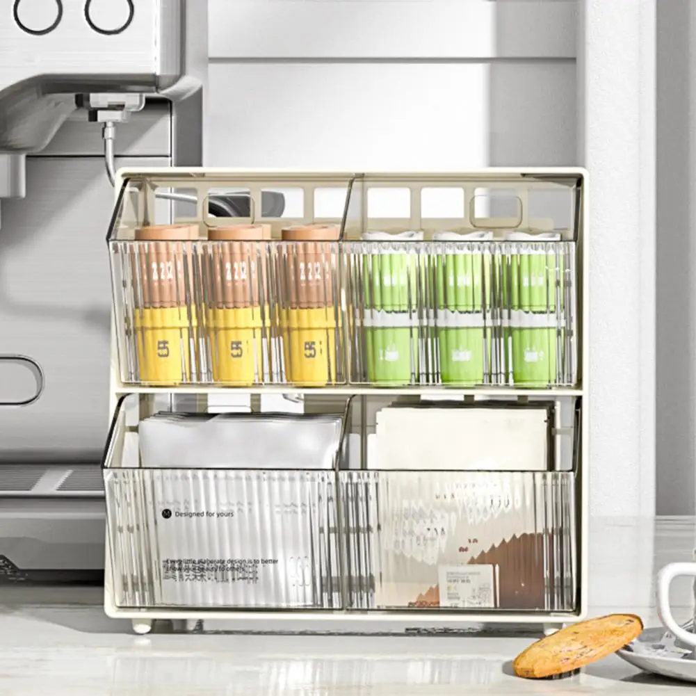 Convenient Tea Bag Container Easy Access Tea Bag Organizer Dust-proof Tea Coffee Sugar Container Organizing