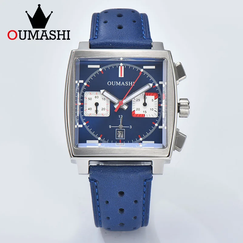 Custom logo 40mm square watch ETA 7750 Watch Sapphire glass 10Bar waterproof 316L stainless steel men's watch