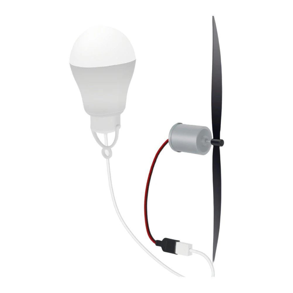 18cm ABS Wind Turbine Generator Motor Fan with LED Light and 1 Meter USB Cable for Experimental Power Generation