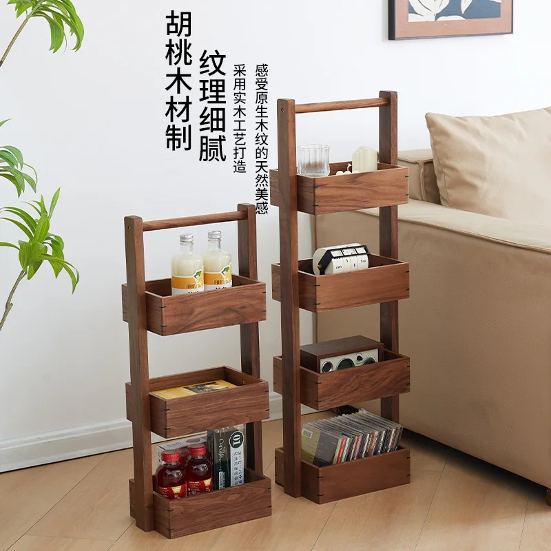 

Walnut multi-layer rack Solid wood rack Wooden multi-layer storage box Kitchen bathroom storage rack