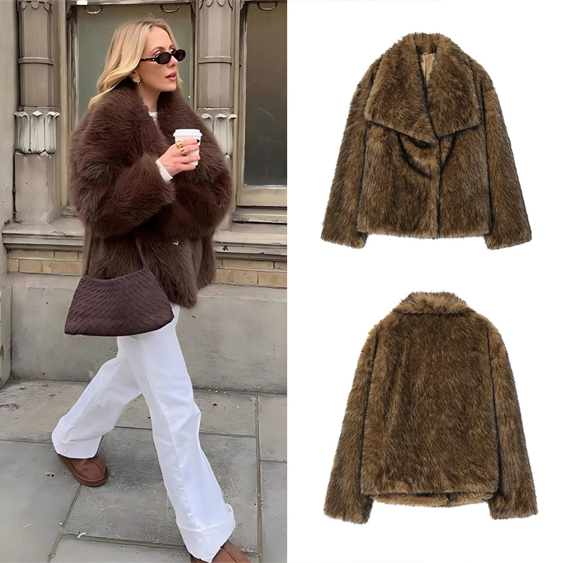 Guobioziy Women's Slim-Fit Faux Wool Short Jacket 2026 Autumn/Winter New Arrival European Fashion Trendy Fringe High-Street