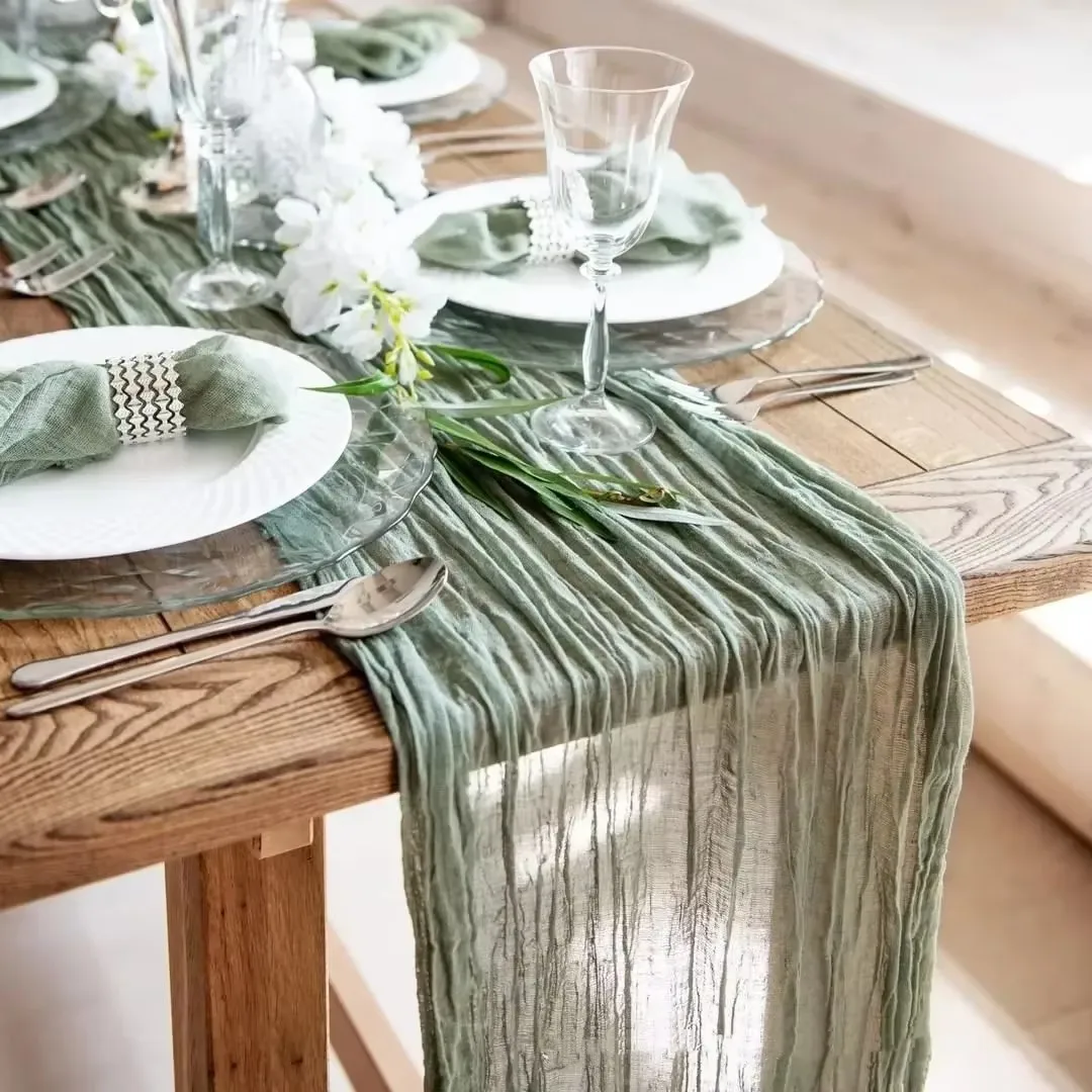 10 Pack Gauze Cheesecloth Table Runner 90CMX180CM Boho Cheese Cloth Table Runners for Wedding Baby Shower Birthday Holiday Party