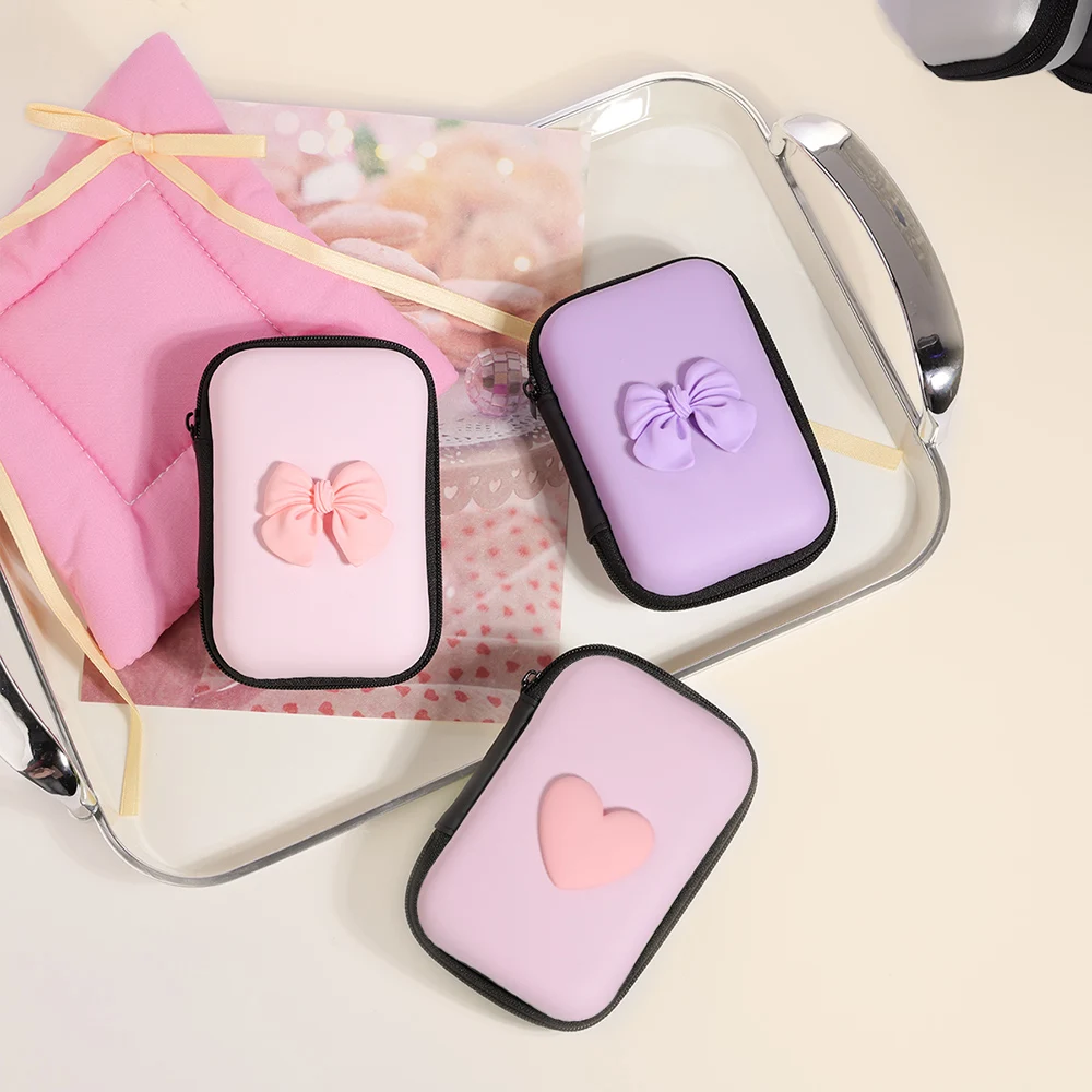 3D Love Heart Protective Storage Bag Earphone Bag Zipper Bag Portable Travel Wire Winder Cable Organizer Electronics Storage Bag