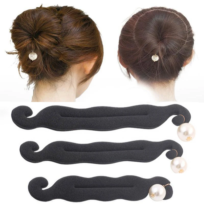 

Simply Bun Hairstyle Woman Braiding Hair Ball Head Hair Tool Sponge Double Hook Hair Stick Pearl Hair Ring Bun Hair Accessories