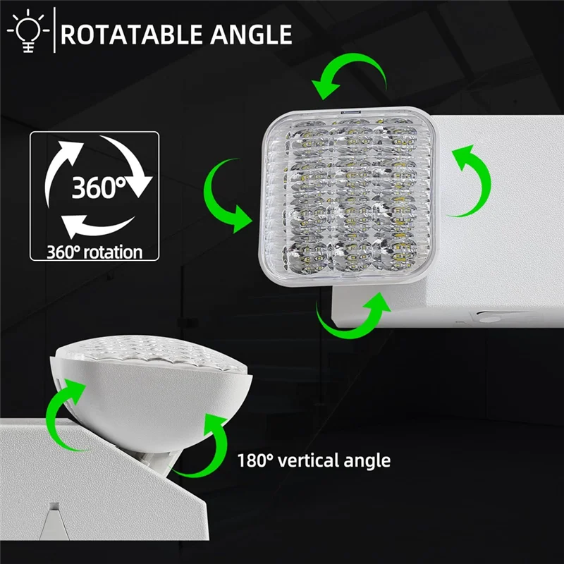 ABKO-LED Emergency Lighting With Two Square Adjustable Heads, Battery Backup Capacity Of 90 Minutes Duration
