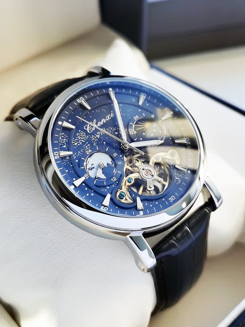 Men's automatic mechanical watch hollow genuine trend brand star watch star sea