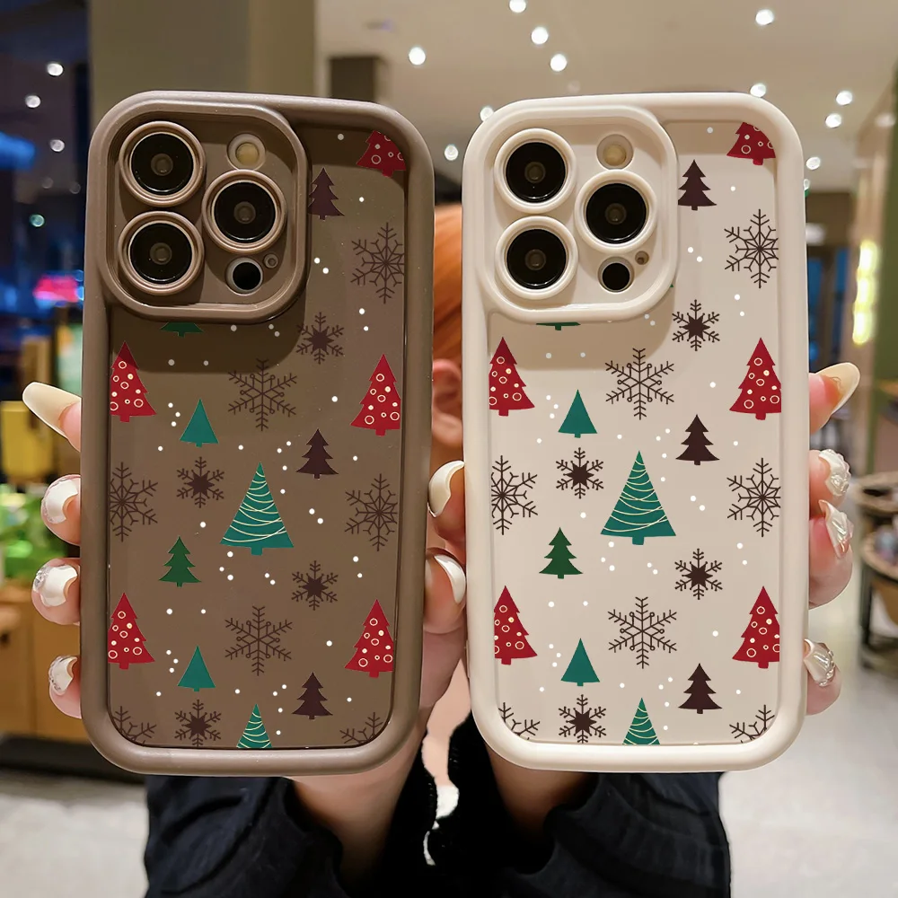 Winter Christmas Phone Case For iPhone 16 Pro Max Case iPhone 15 13 14 12 11 Pro Max XR X XS 8 7 Plus SE Shockproof Matte Cover