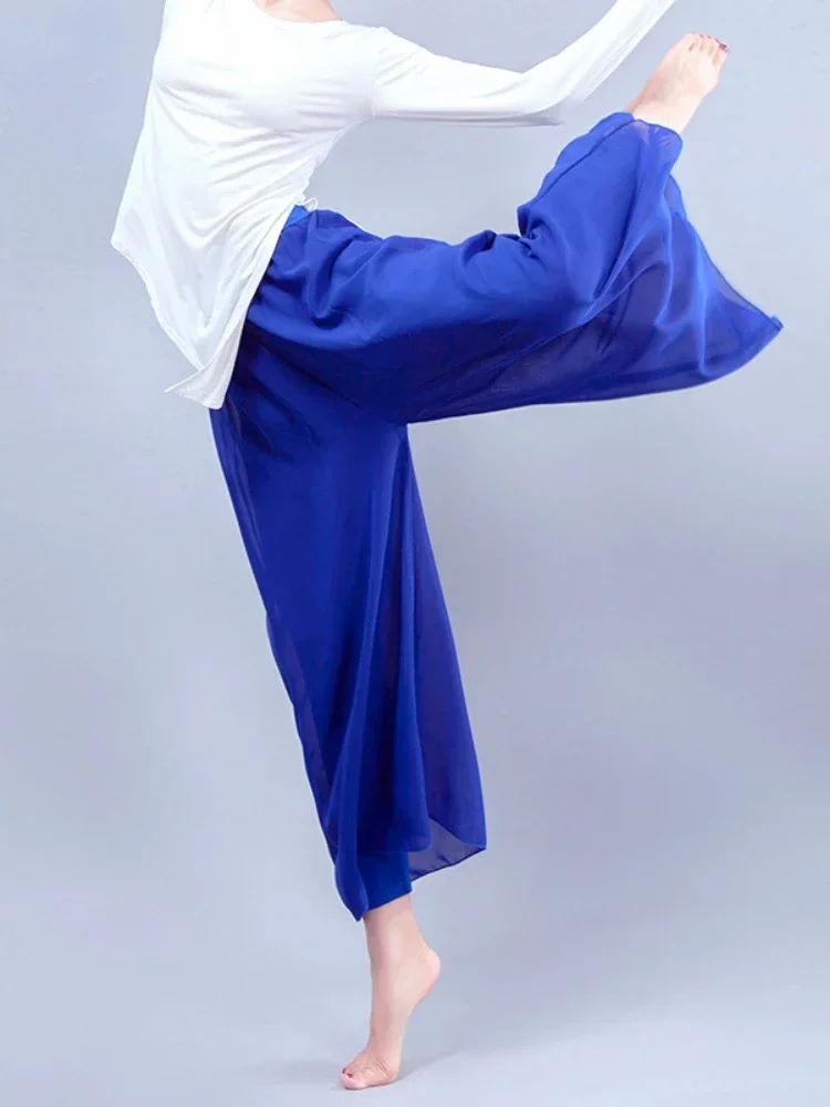 Dance practice pants, dance pants, folk dance, adult women's wide-leg pants, yoga gauze chiffon party costumes