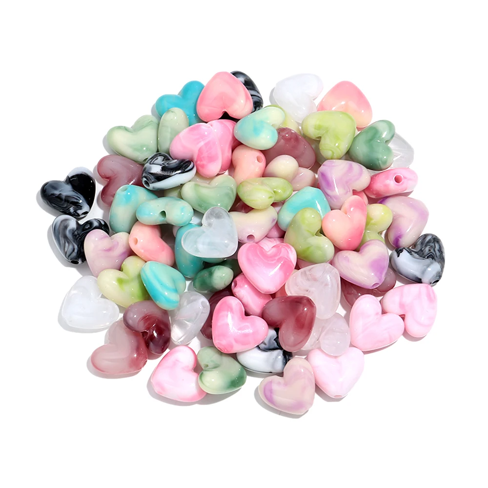 30pcs Dual Color Acryl Hars Hart Losse Kralen 15x17mm Liefde Perzik Spacer Bead DIY Armbanden ketting Sieraden Ambachtelijke Accessoires