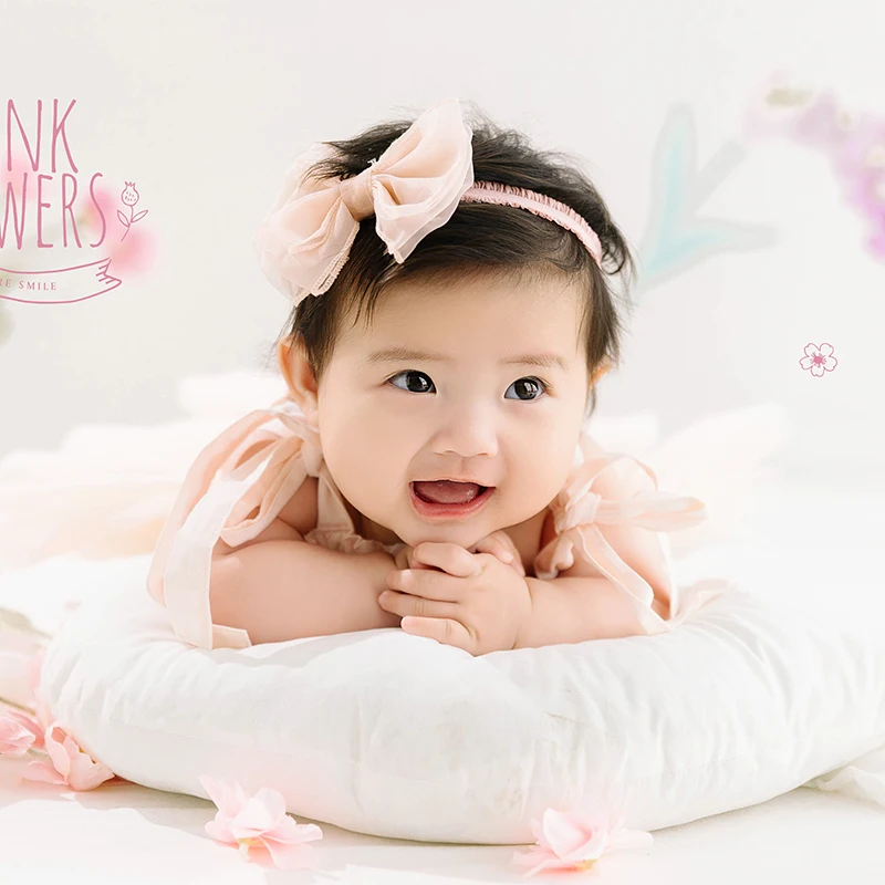 Hundred Days Baby Photography Clothing Pink Bow Socks 3pcs/Set Cute Baby Dress Infant Studio Photo Shooting Shooting Accessories