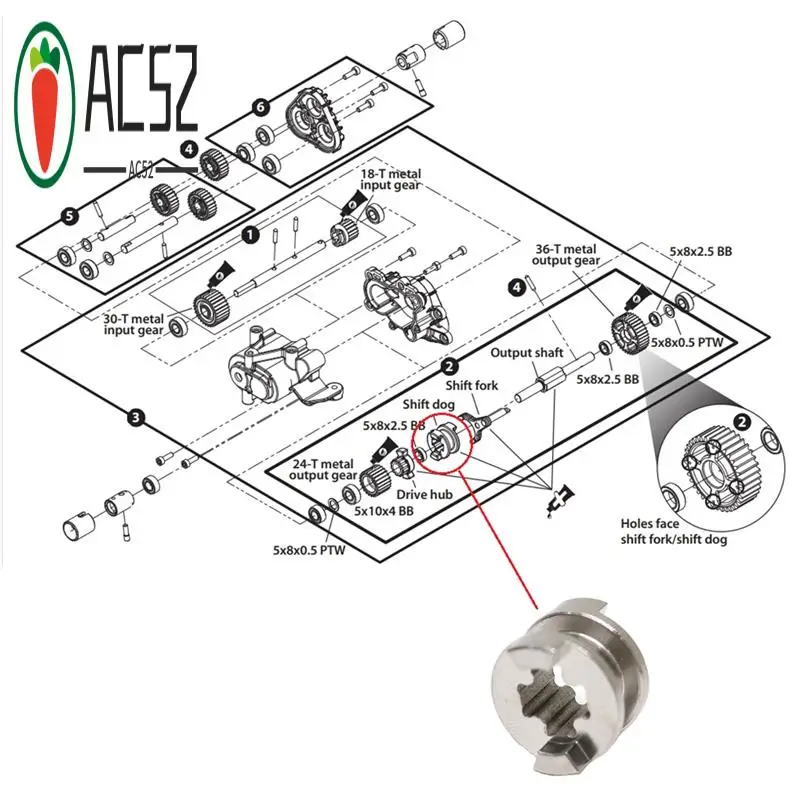 AC52-Metal Transmission Gearbox Shift Dog Shift Fork For Traxxas TRX4 TRX-4 1/10 RC Crawler Car Upgrade Parts Accessories