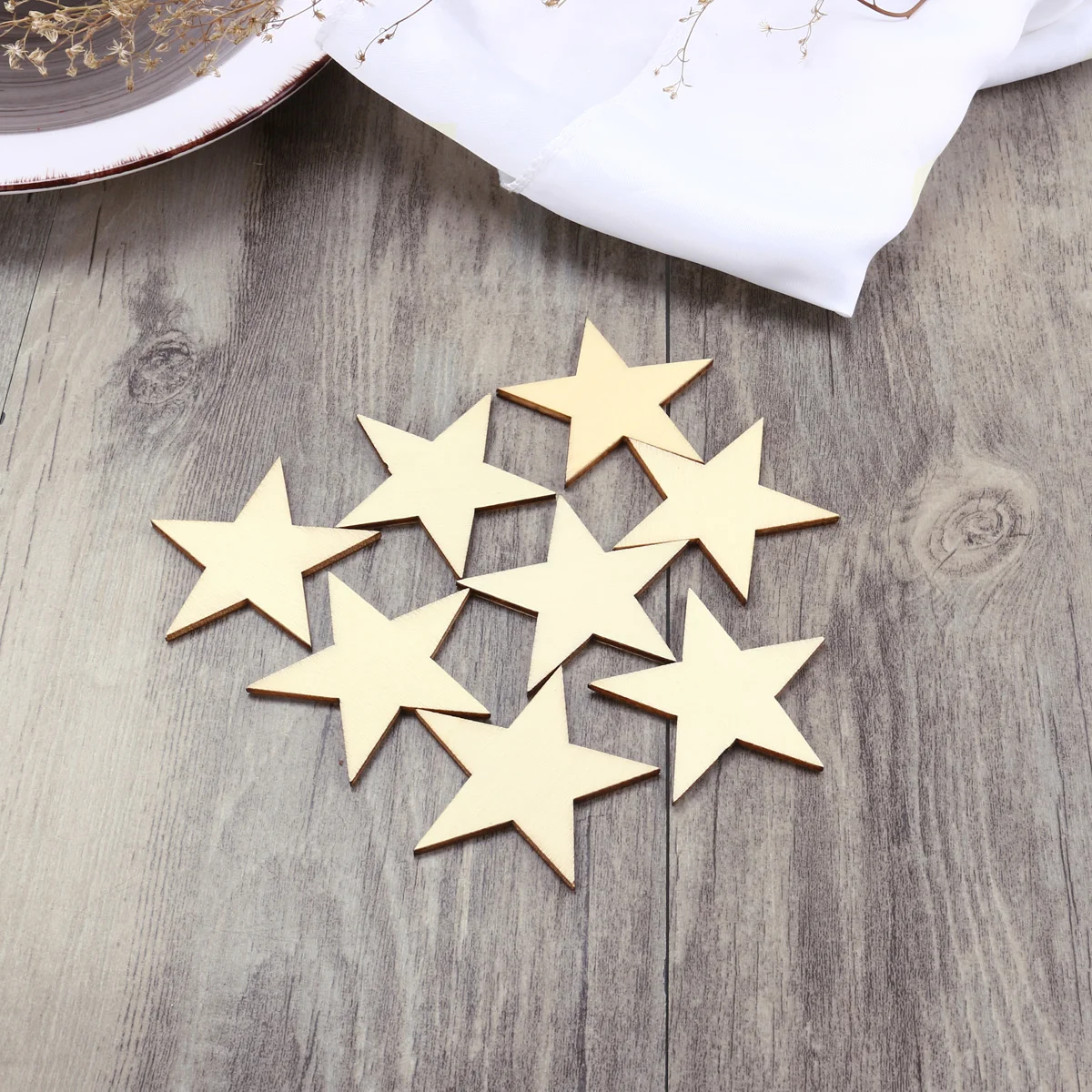 25pcs 50mm Star Shape Wooden Embellishments for Crafts Wooden star slices Wooden star embellishment Wooden star crafts