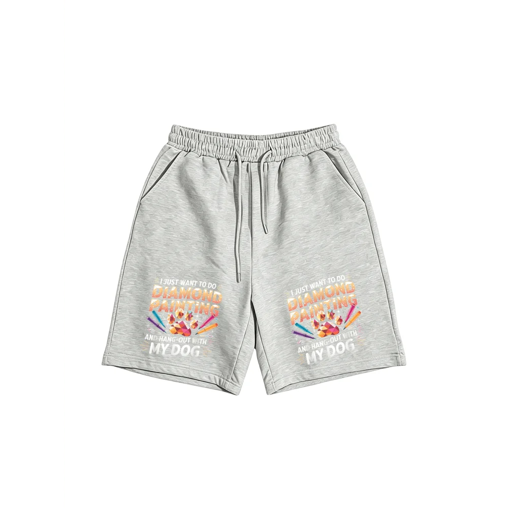 

Mens Diamond Painting Dog Lover Graphic Shorts Drawstring Waist Casual Breathable Shorts For Home Traveling And Lounging