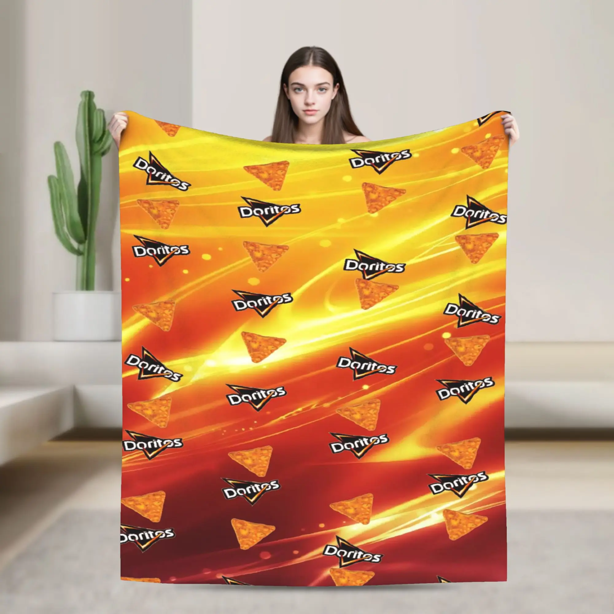 Manta suave de viaje con diseño de Doritos, tortilla chips y alimentos inflados, manta de franela para decoración del hogar, cubrecama para sofá y cama