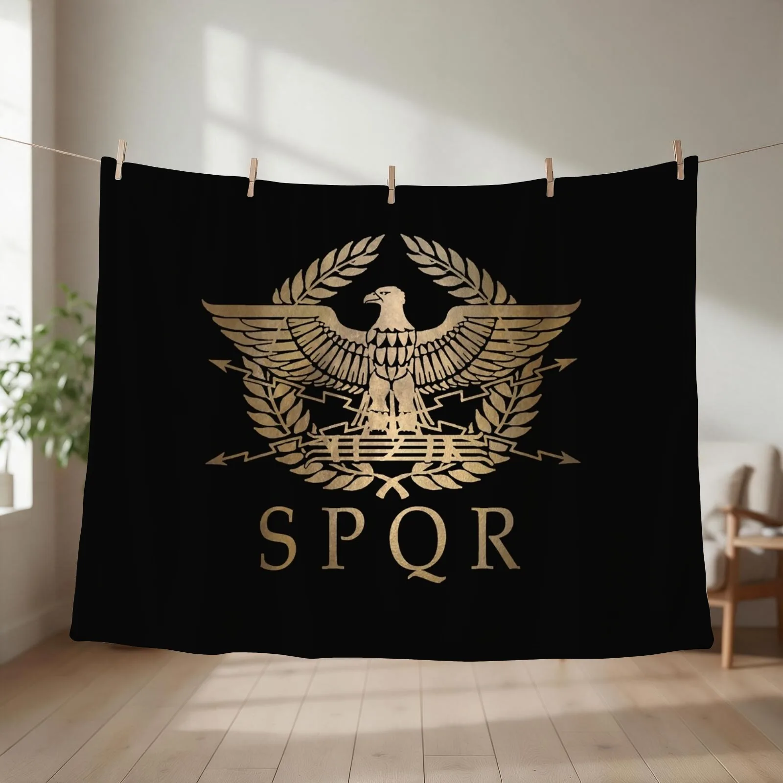 SPQR- Roman Empire Standard Shield Throw Blanket couch cozy soft plush fuzzy picnic outdoor blanket