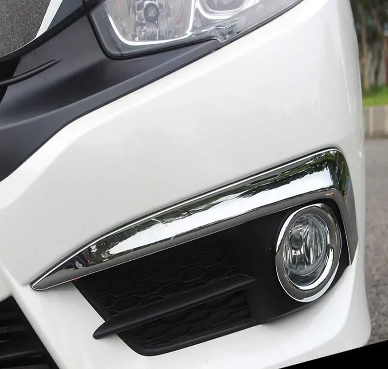 

Car-styling Front Fog Lamp Cover Frame Chrome Decoration Auto Accessory 2 Style For Honda Civic Sedan 10th 2016 Car Styling