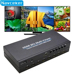 Navceker HDMI-compatible Multiviewer 4K 4 In 8 In 1 Out 1080P Quad Screen Multi Viewer HDMI Multi-Viewer Seamless Switch with IR