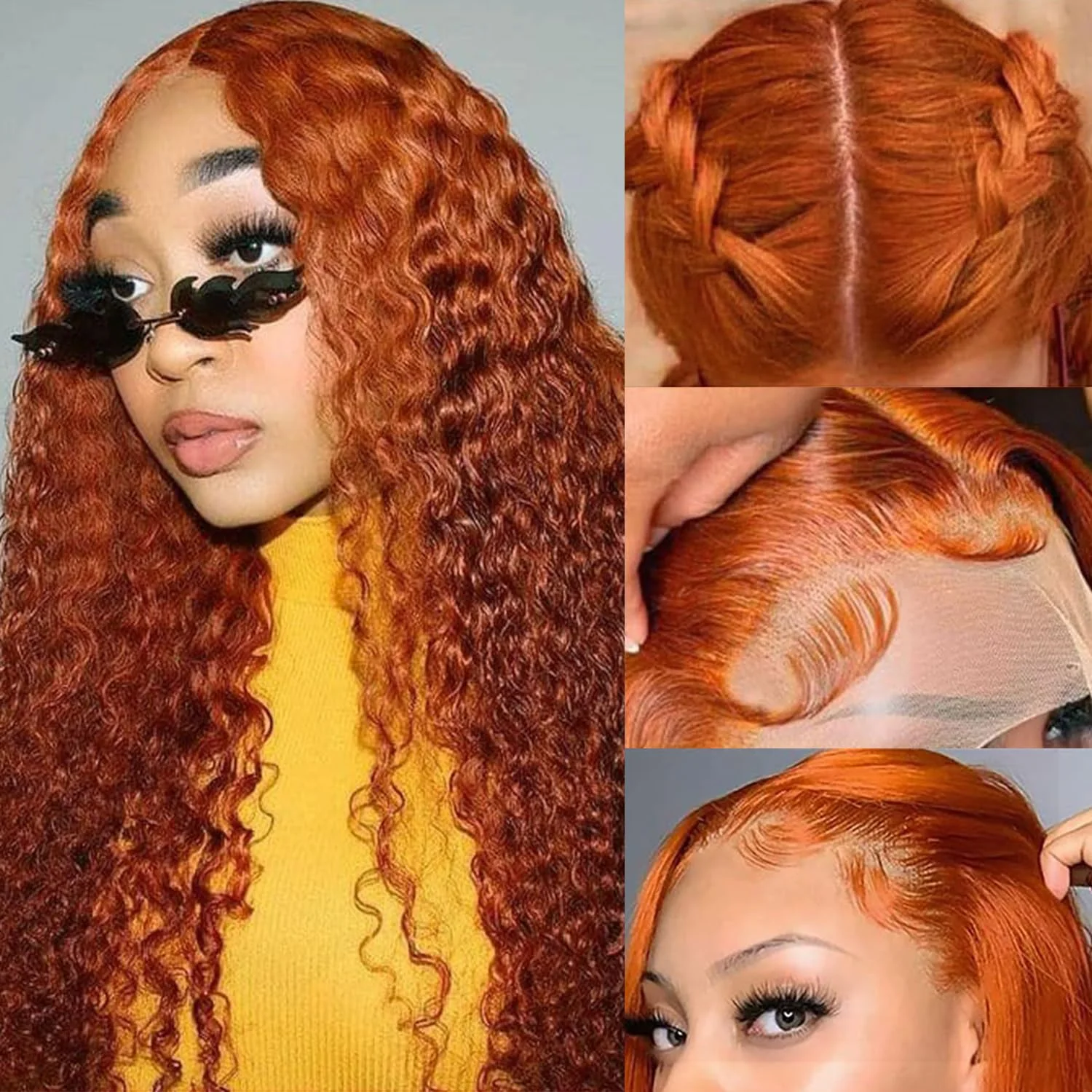 

Orange Ginger 13x6 Lace Front Colored Curly Wigs on Sale Deep Wave 13x4 hd Lace Frontal Human Hair Wigs For Women Choice Cosplay