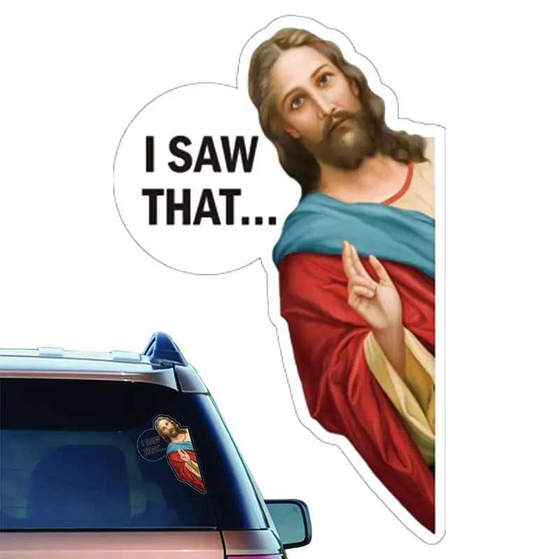 I Saw That Jesus Sticker Religious Stickers Creative Decorative UV Protection Easy To Apply Weather Resistant Jesus Stickers