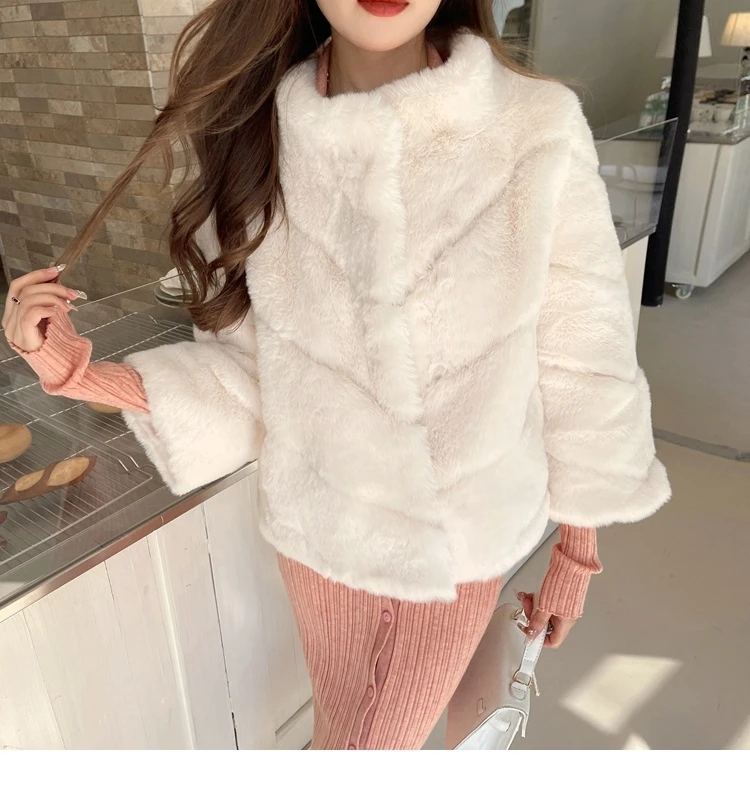 부드러운 토끼털 코트 00% 친환경 밍크 토끼털 따뜻한 루즈핏 스트리트 스타일 스트레이트 컷 롱 코트 다양한 색상