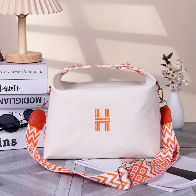 Solid Color Canvas Tote Minimalist Large Capacity Shoulder Carryall Casual Korean Style Crossbody Accessory for Women