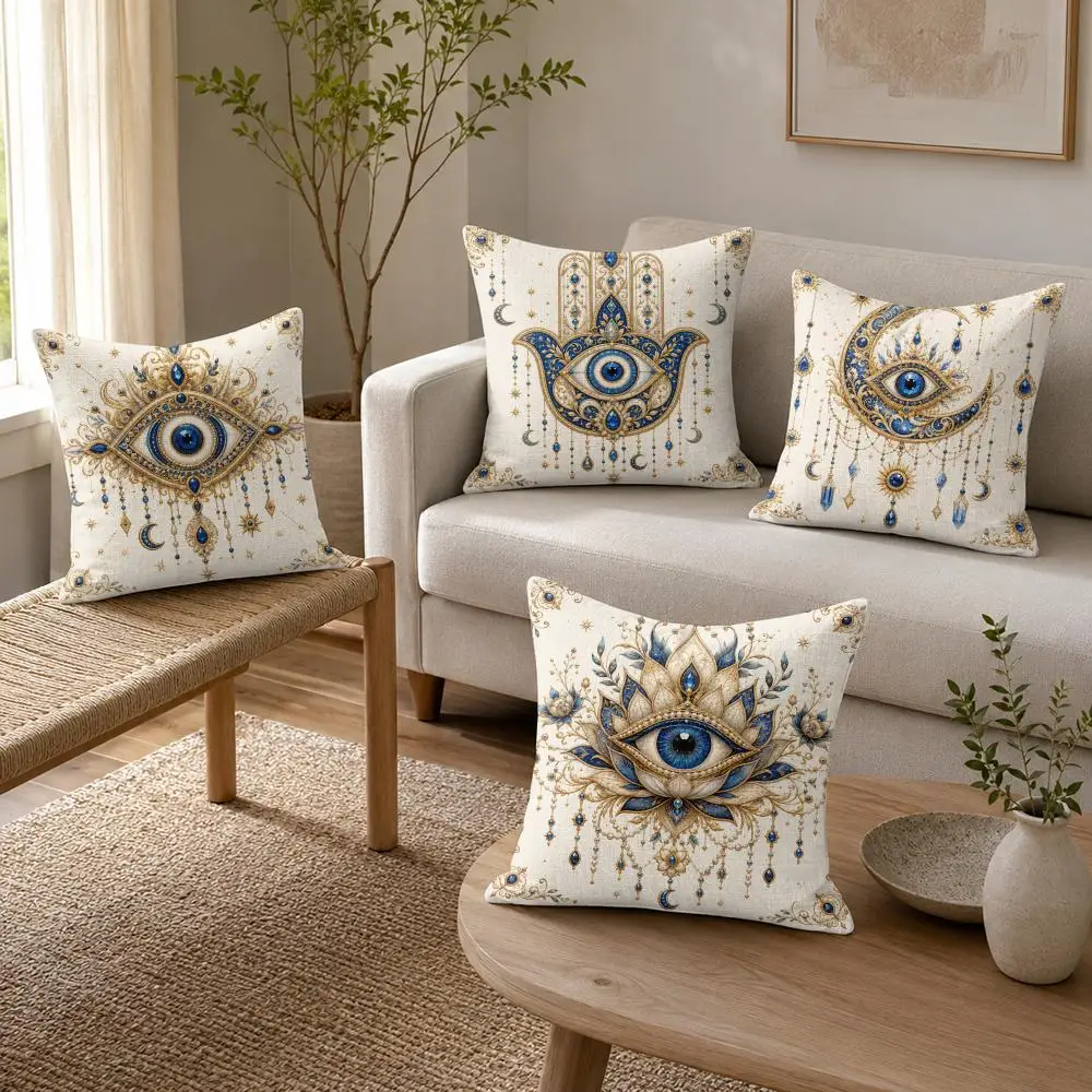 African tribal symbols Cushion Cover Organic Linen Throw Pillow Cover - Double-Sided Print Breathable Cushion Case Home Decor