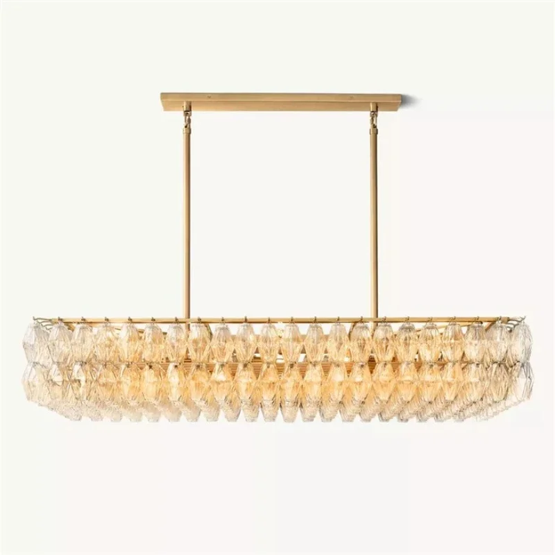 Brass glass American modern simple light luxury villa restaurant project chandelier