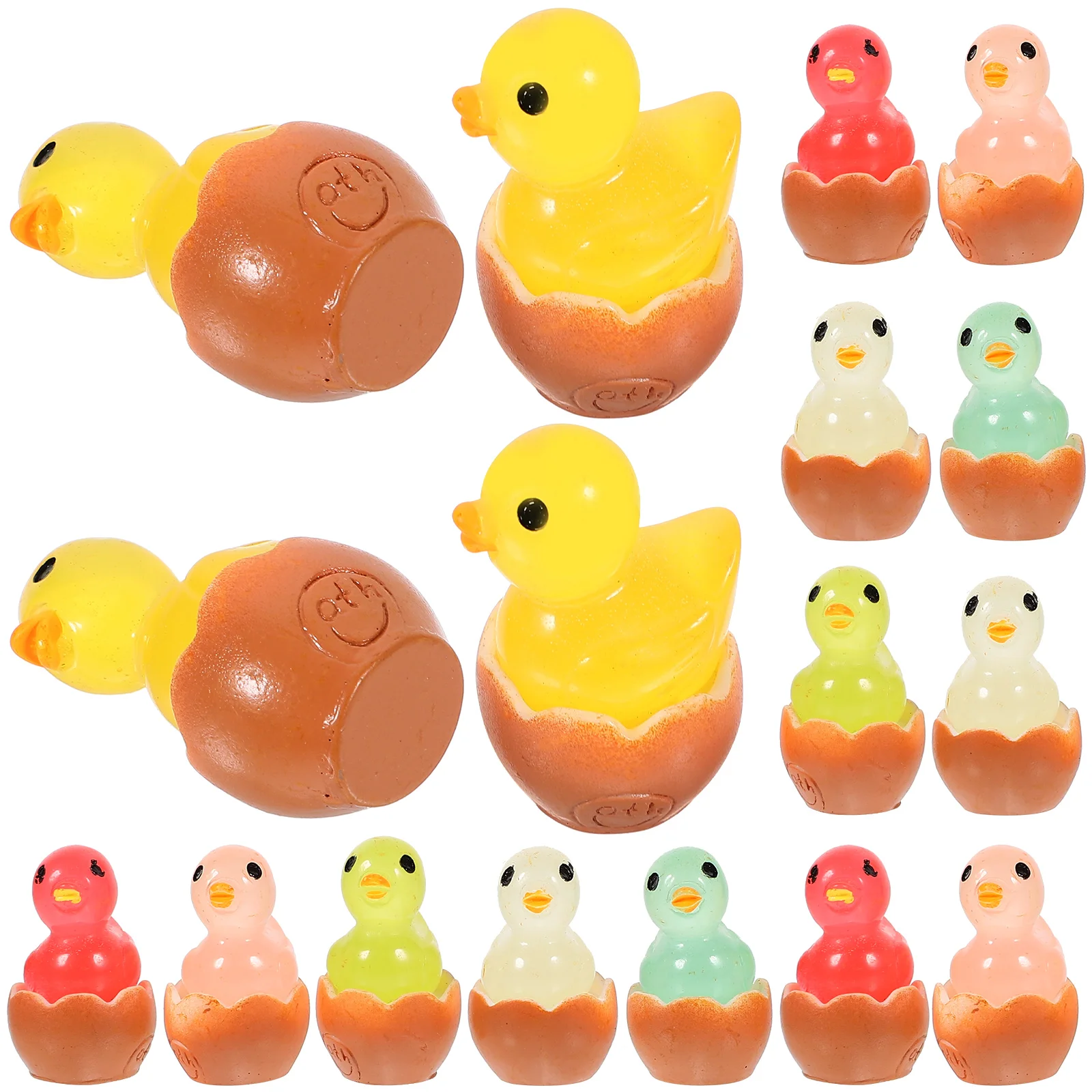 

30 Pcs Glow-in-the-dark Duck Mini Resin Decors Cartoon Figurines Garden Miniature Ornament