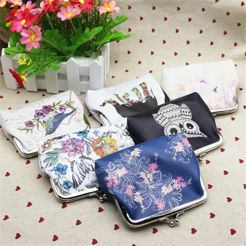 1 pièces vente chaude femmes sac à main belle hibou motif impression moraillon petit portefeuille