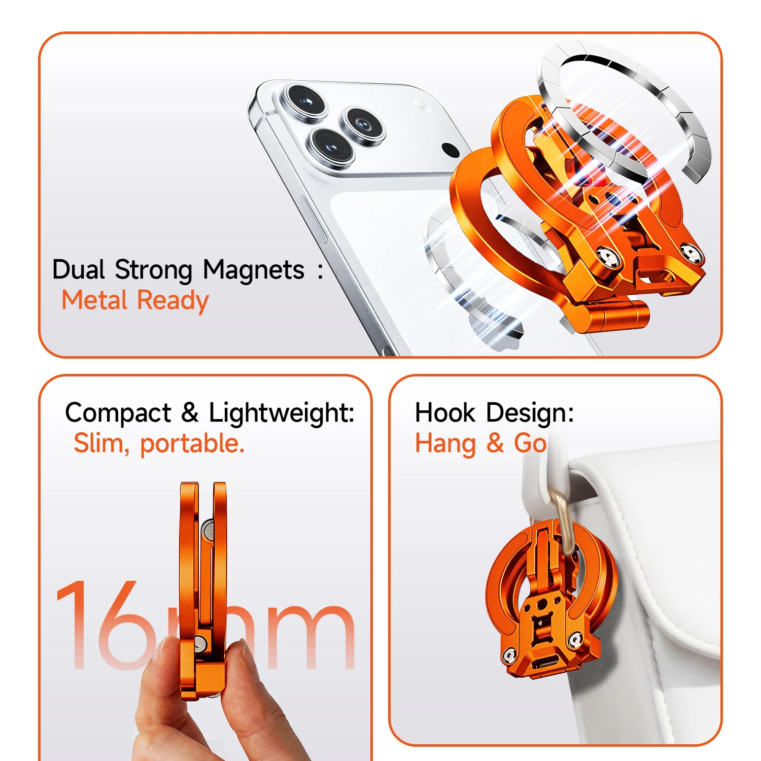 XILETU COBONE Doppelseitiger Magnetischer Handyhalter Ultraflaches Faltbares Desktop-Stativ 1/4-Zoll-Schnittstelle für iPhone Täglicher Gebrauch – Detail 3