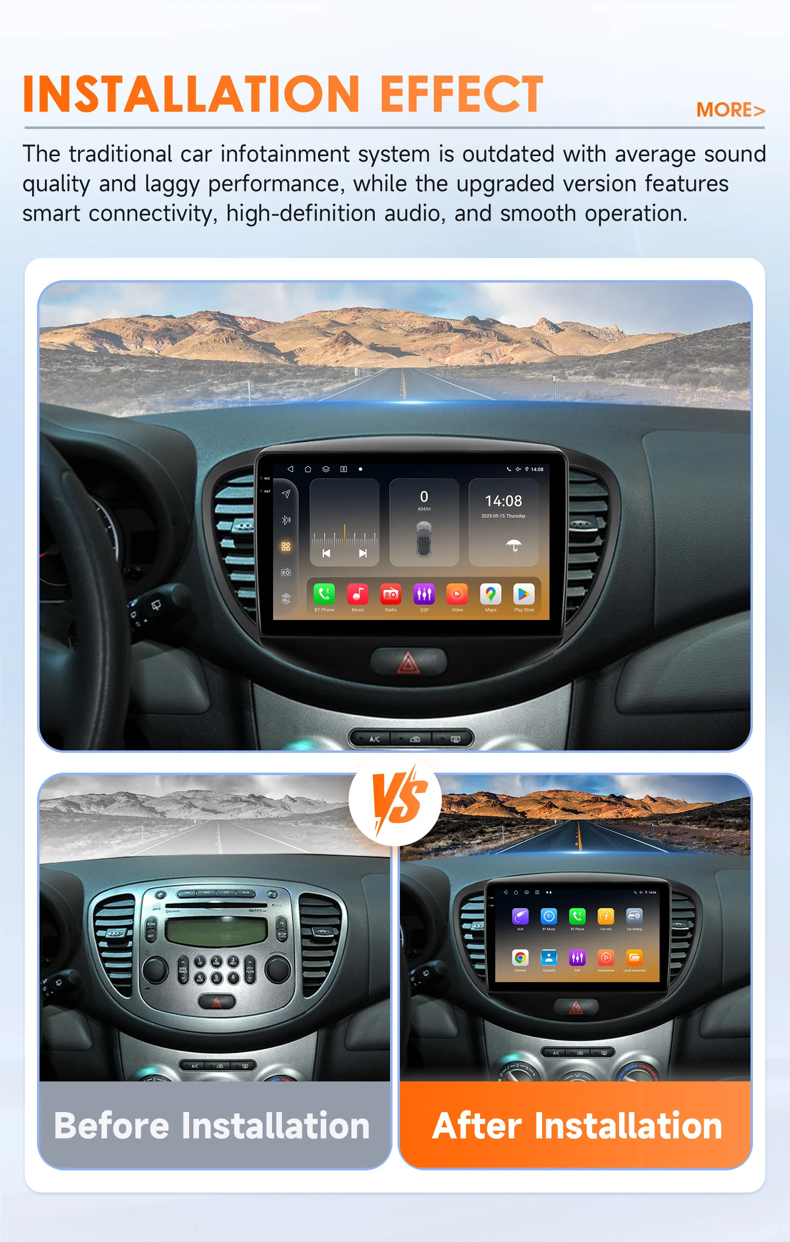 HIZPO 9inch Car Stereo For Hyundai 110 2007-2013 Support Wireless Carplay &Android Auto 4G-lte WiFi GPS RDS 360camera ADAS OBD