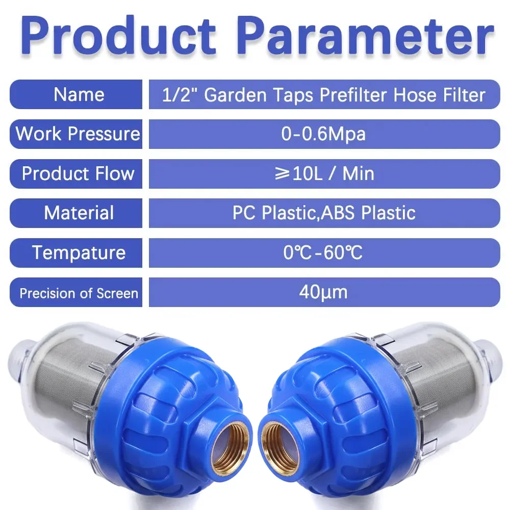 316 Stainless Steel Screen 1/2 Inch 40 Micron Prefilter 16mm Pacifier Garden Taps Faucet Filter Quick Connector Irrigation Hose
