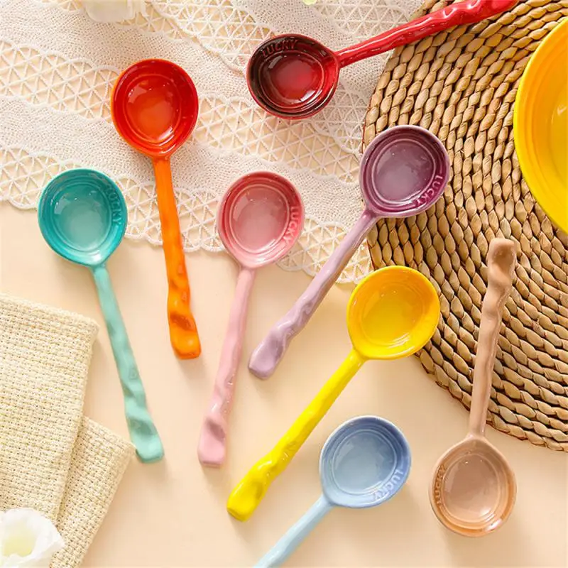 Beautiful And Practical Small Household Spoon High Quality Ceramic Spoon Healthy Material Non-toxic And Tasteless Cutlery Spoon