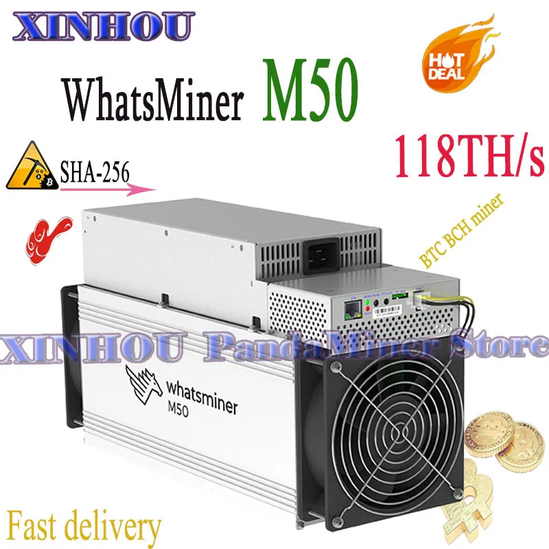 New Whatsminer M50 miner 118TH/s SHA256 Bitcoin Asic miner better than M60S M56 M63 Antminer S19 T21 S21 S19j IPollo B1L