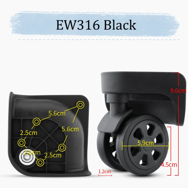 For MUSIC TRAVELS EW316 Universal Wheel Replacement Suitcase Rotating Smooth Silent Shock Absorbing Wheel Accessories Wheel