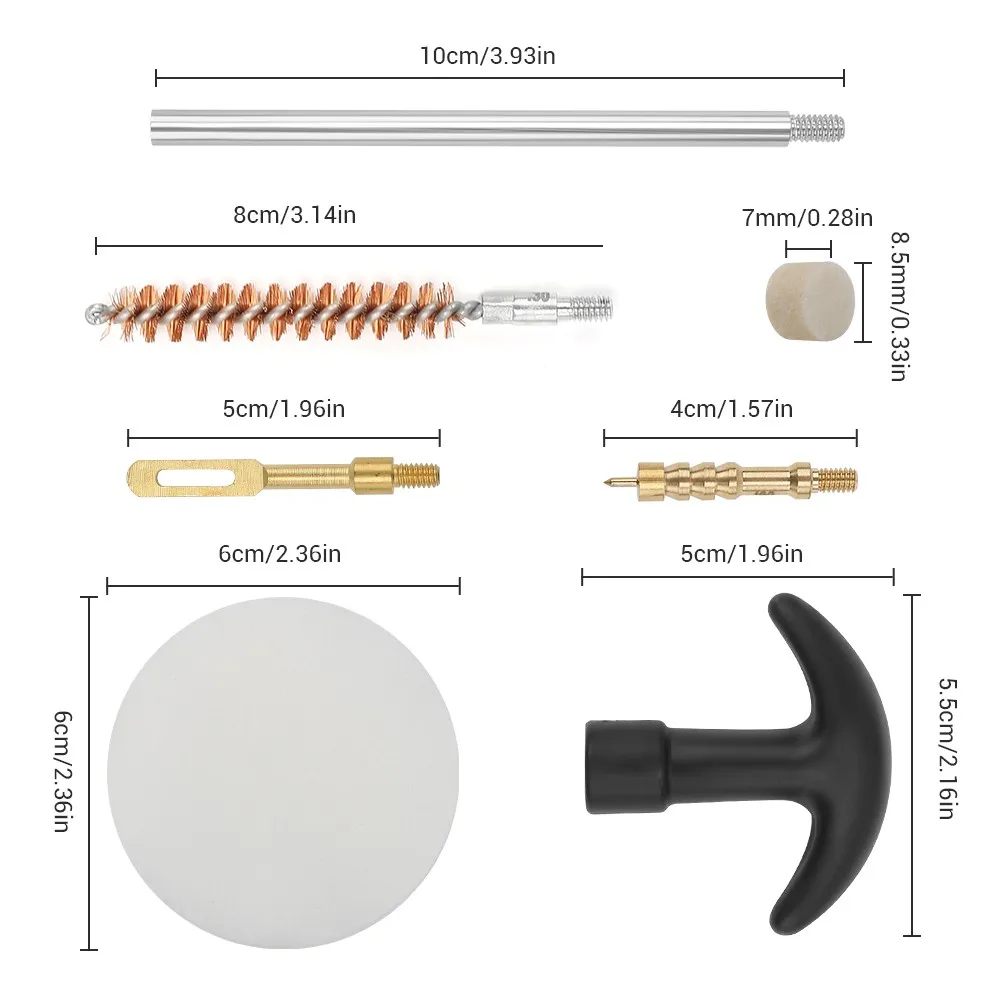 12 sztuk zestawy do czyszczenia pistoletu pistolet do czyszczenia mosiężna szczotka/Jag/Cooper porady czyszczenie łatki pistolet karabin Barrel