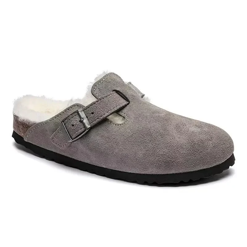 Designer Clogs Women Men Sandals Slippers Mules Cork Flat Soft Fluffy Fashion Suede Taupe Summer Leather Slide Beach Casual Shoe