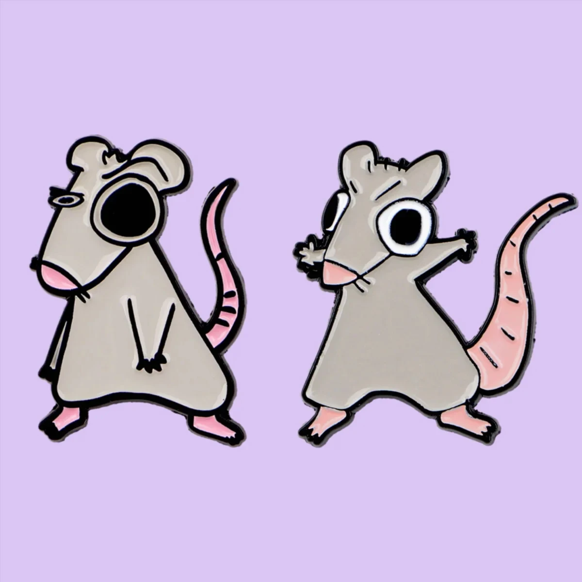 2 Stück/Set Lustige Cartoon-Maus Emaille-Anstecknadeln Niedliche Tier-Broschen für Mäntel Damen-Broschen Modische Revers-Abzeichen Schmuck Freundschaftsgeschenk