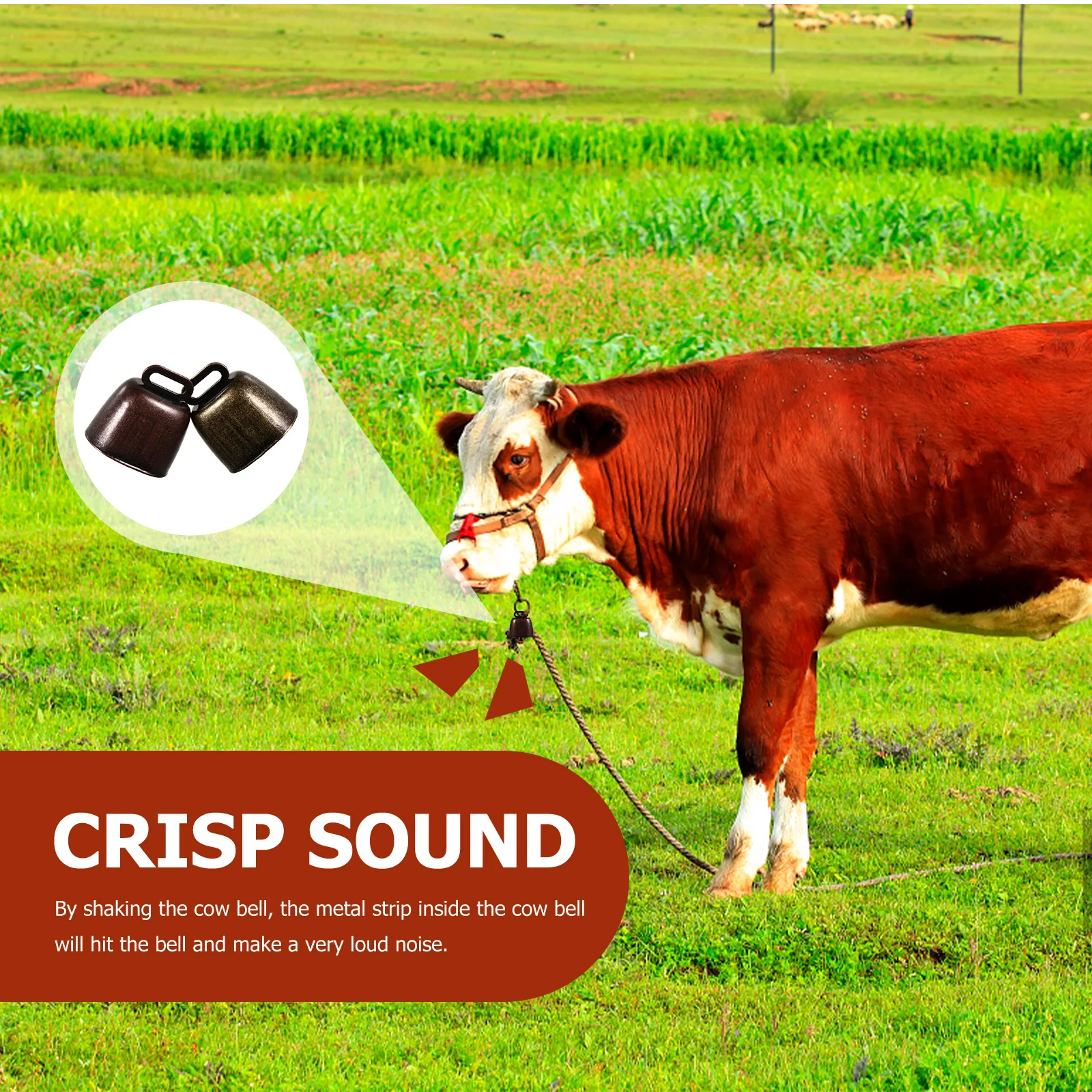 

2pcs Anti-Lost For Pets Durable Retro Design Grazing Supply Cow Horse Sheep Iron Bell Practical Livestock Collar Farm Animal