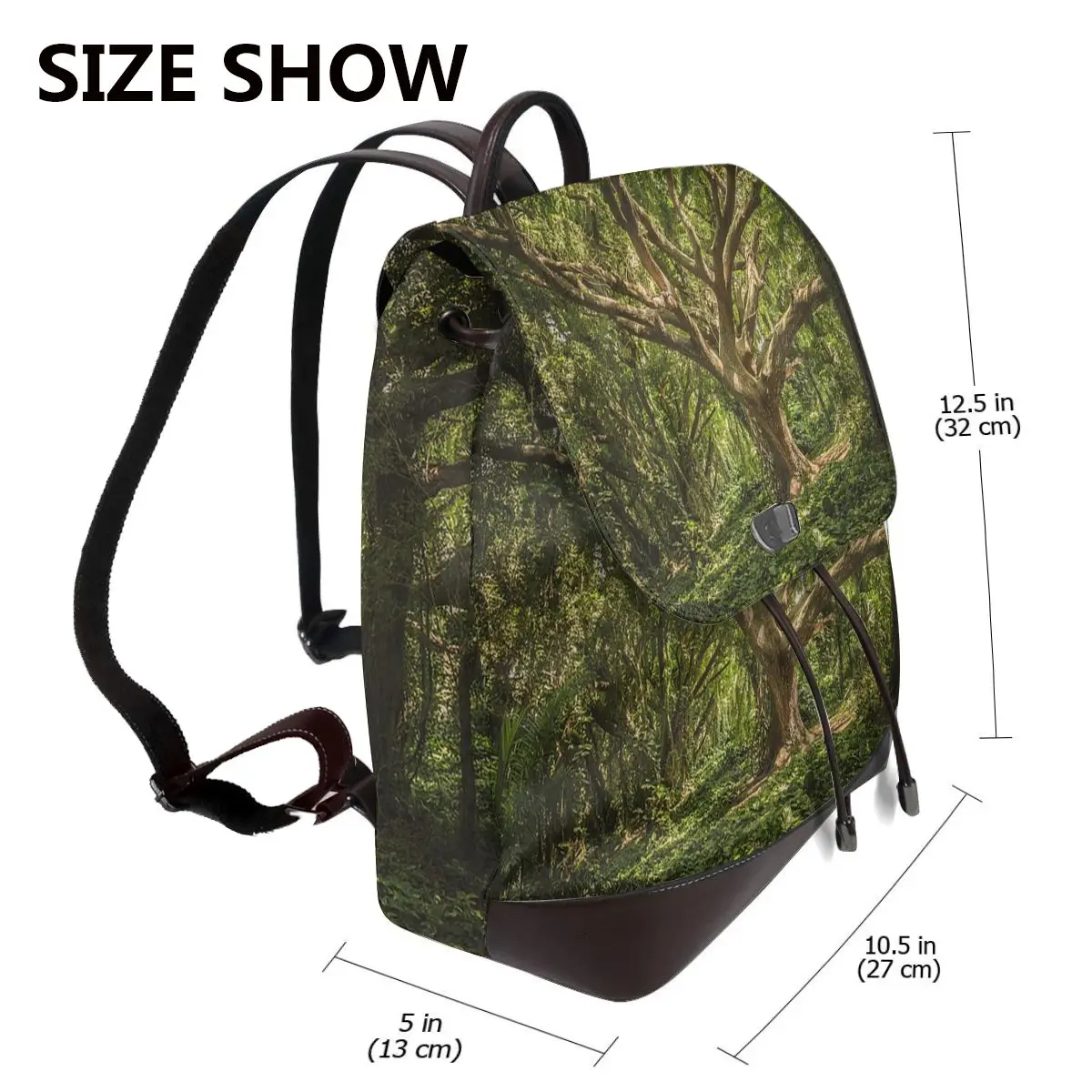 Magic Green Tree Bookbag School Student Bags Hiking Travel Daypack for Women Fashion Derma Backpack